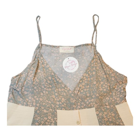 NWT Sage Cream Ditzy Floral Button Accent Women’s Cute Summer Blouse Top Size: L - Picture 5 of 8